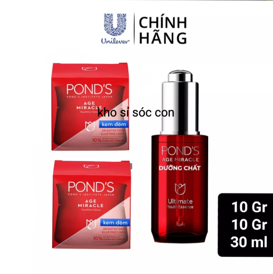- 2 Kem chống lão hóa ponds ban đêm Age Miracle Night 10g + Tinh chất serum Pond's chống lão hóa Pond's age miracle