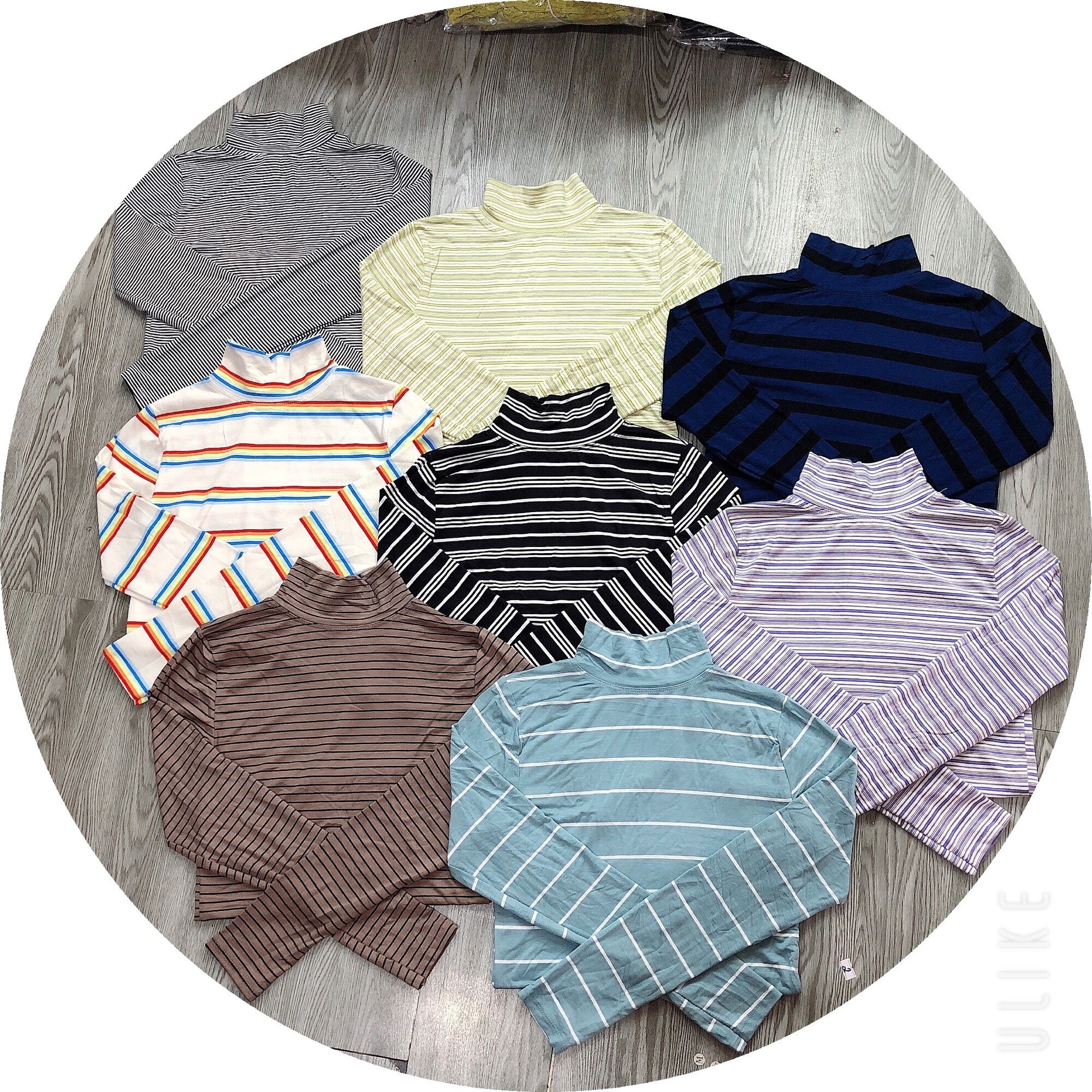 Combo 3 áo thun body tay dài sọc cổ lọ