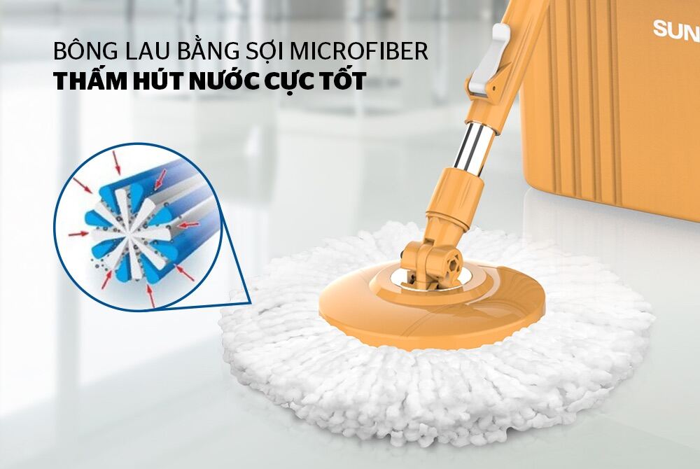 Bộ lau nhà xoay 360 độ Sunhouse KS-CL350PO - Bảo hành  6 tháng