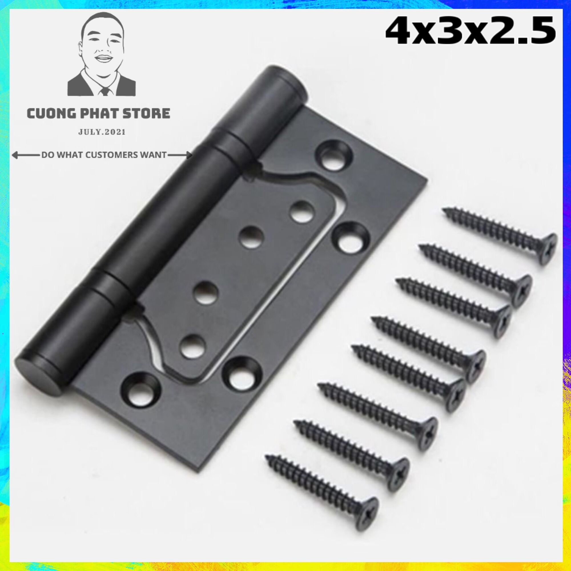 Bản lề âm dương màu đen inox, Bán 1 cặp. Bản lề Cường Phát