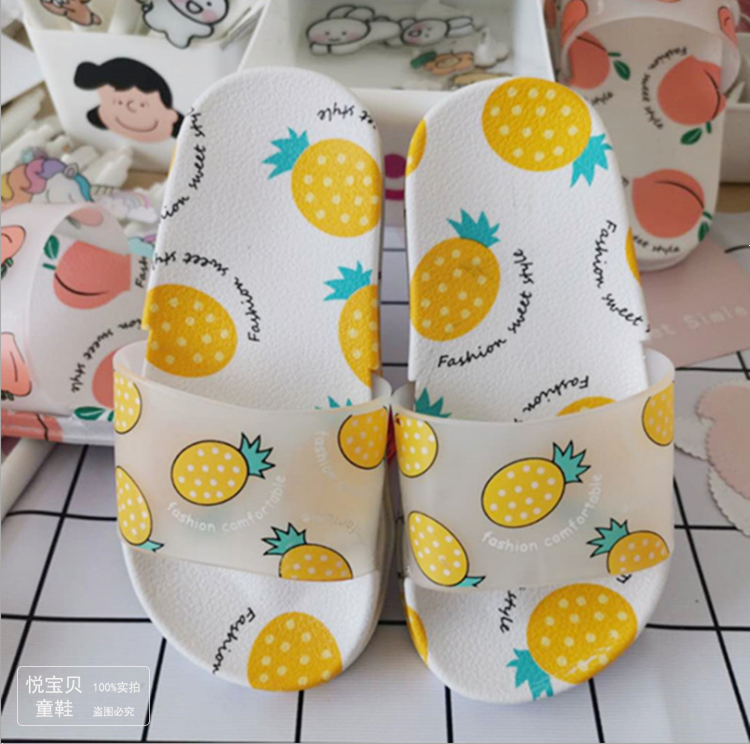 Xả kho dép lê mùa hè đáng yêu trẻ em dép lê đế mềm bé gái hoa quả dép trẻ em chống trượt gia dụng tắm em bé