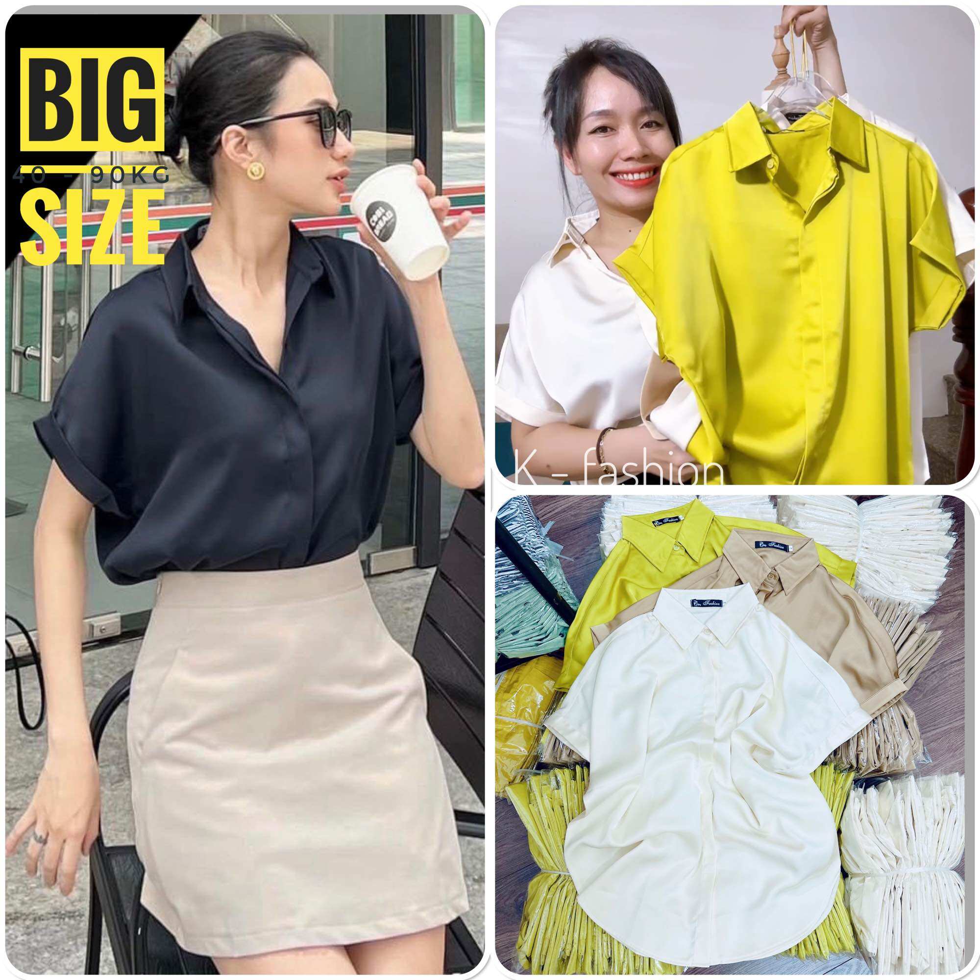 Áo sơ mi nữ big size - lụa ít nhăn - tay cánh dơi. áo sơ mi nư công sở đi làm, áo sơ mi đi chơi. áo sơ mi nư đi học