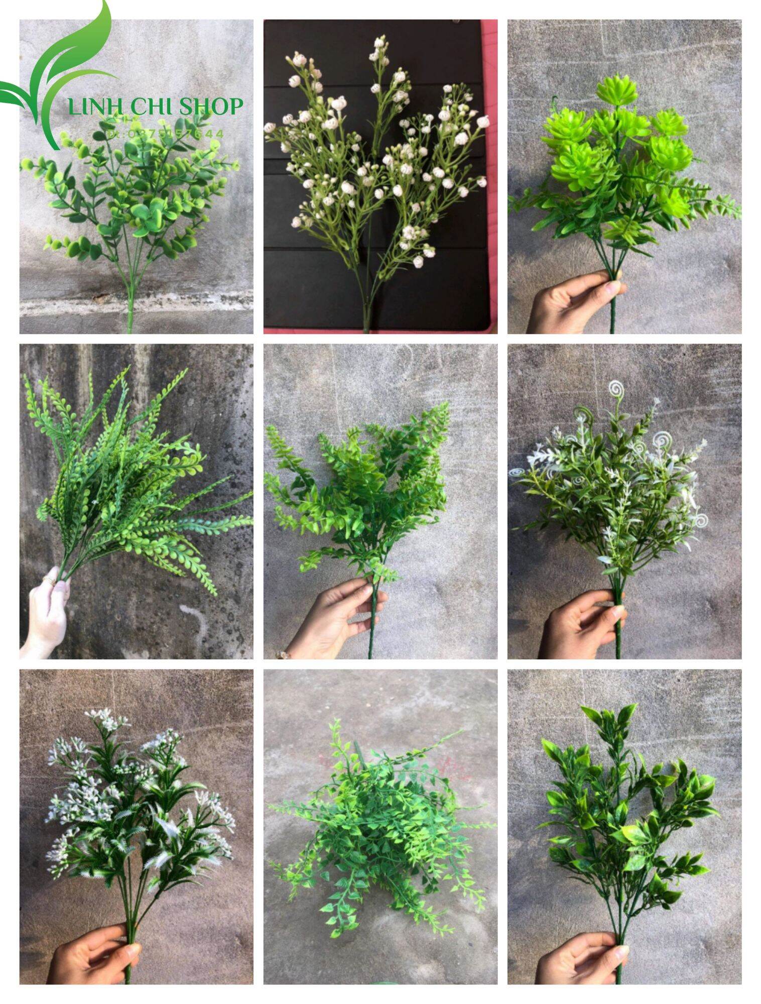 Cụm lá, cụm điểm trang trí cao cấp_hoa giả, hoa lụa