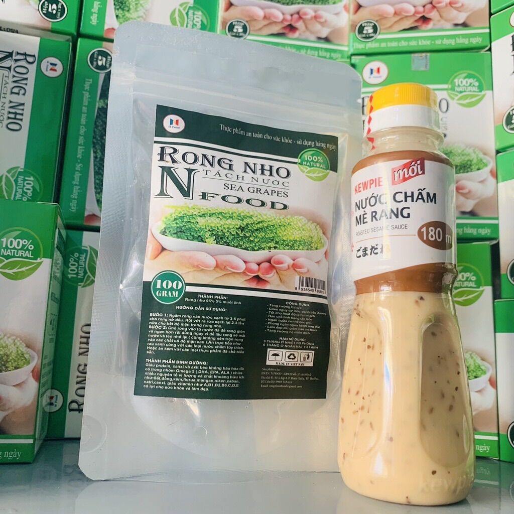 Rong Nho biển Tách nước [ Gói 100gram ] + Tặng 1 Gói Xốt