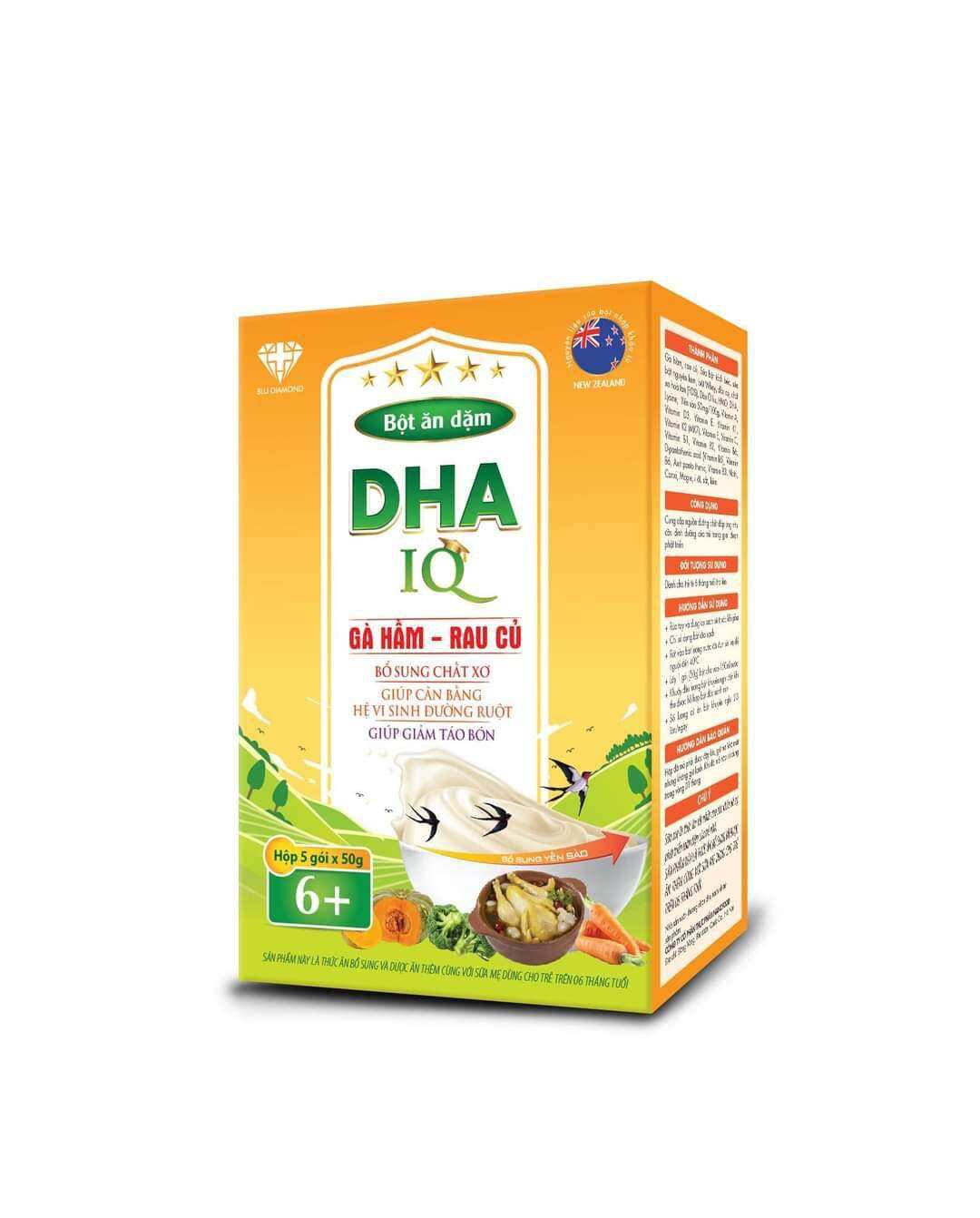 Bột ăn Dặm DHA IQ ( đủ 7 vị  cho bé tập ăn từ 4 tháng trở lên) đã đổi sang mẫu vỏ lon Biosble' A +