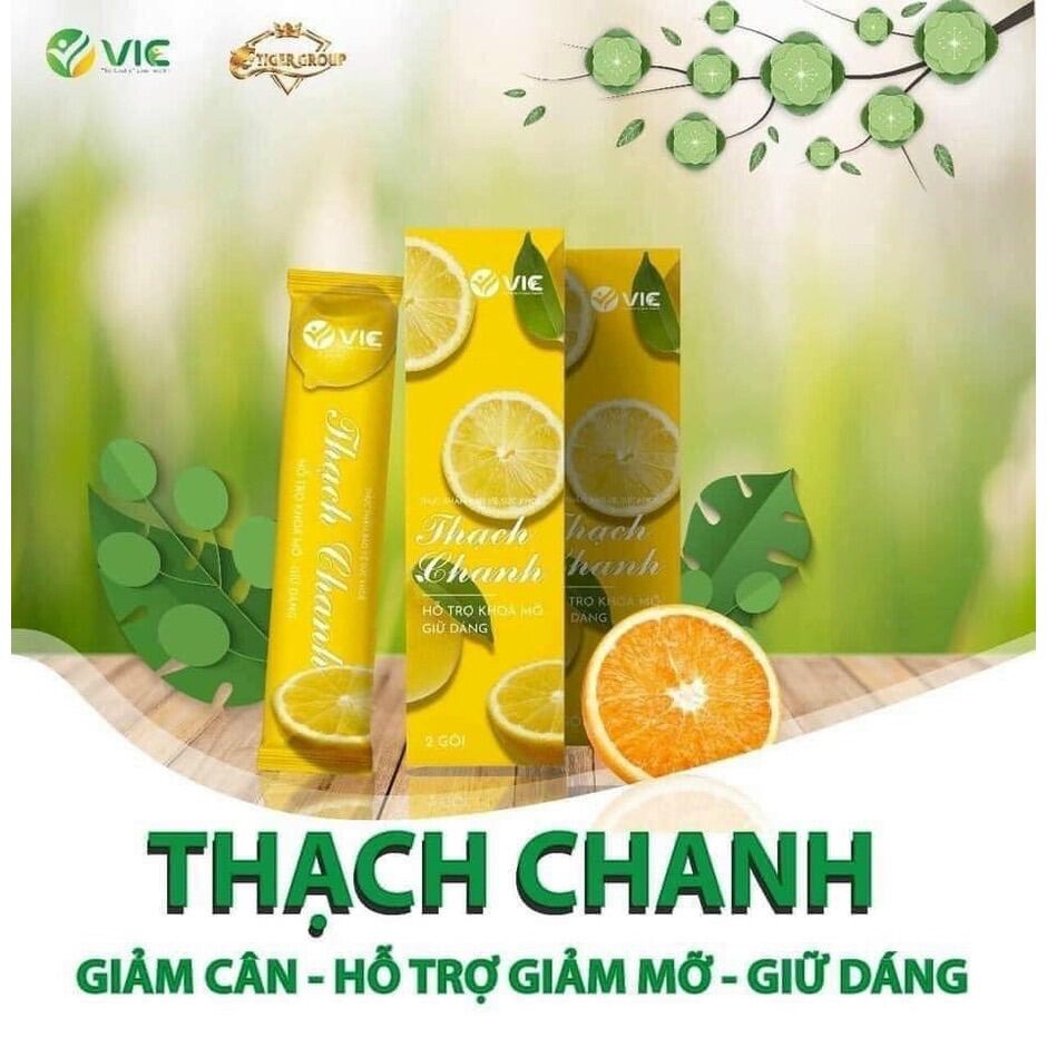 Cam kết chính hãngHỘP 2 GÓI THẠCH CHANH KHÓA MỠ, GIẢM CÂN ĐẸP DA VIC