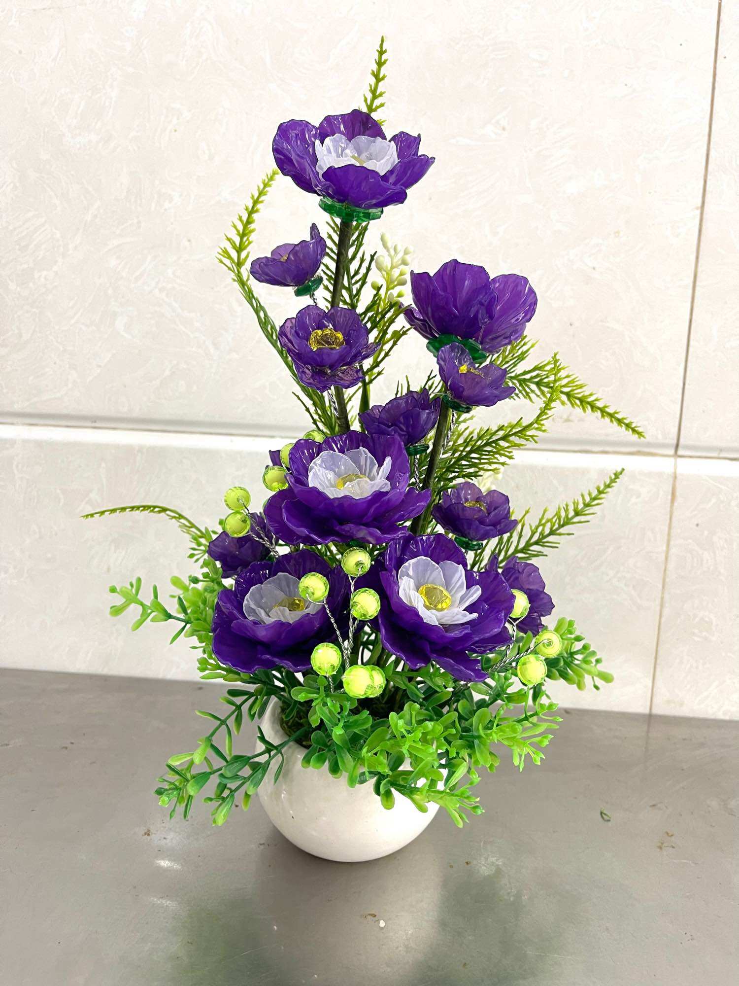 Chậu hoa pha lê cao 22cm