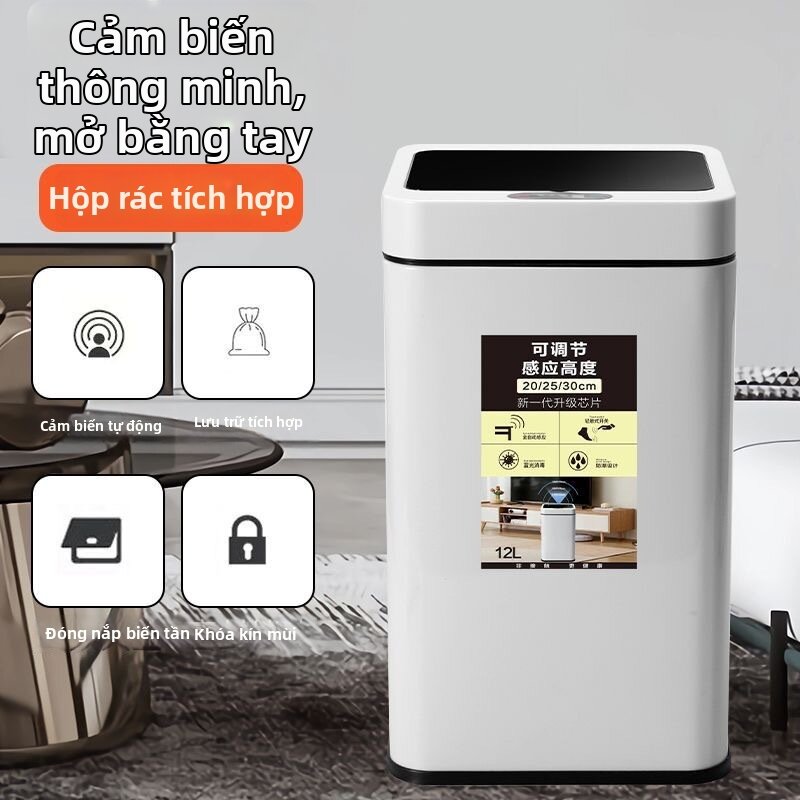 AOBIXIONG | Thùng Rác Thông Minh Đa Chức Năng Mở Tự Động