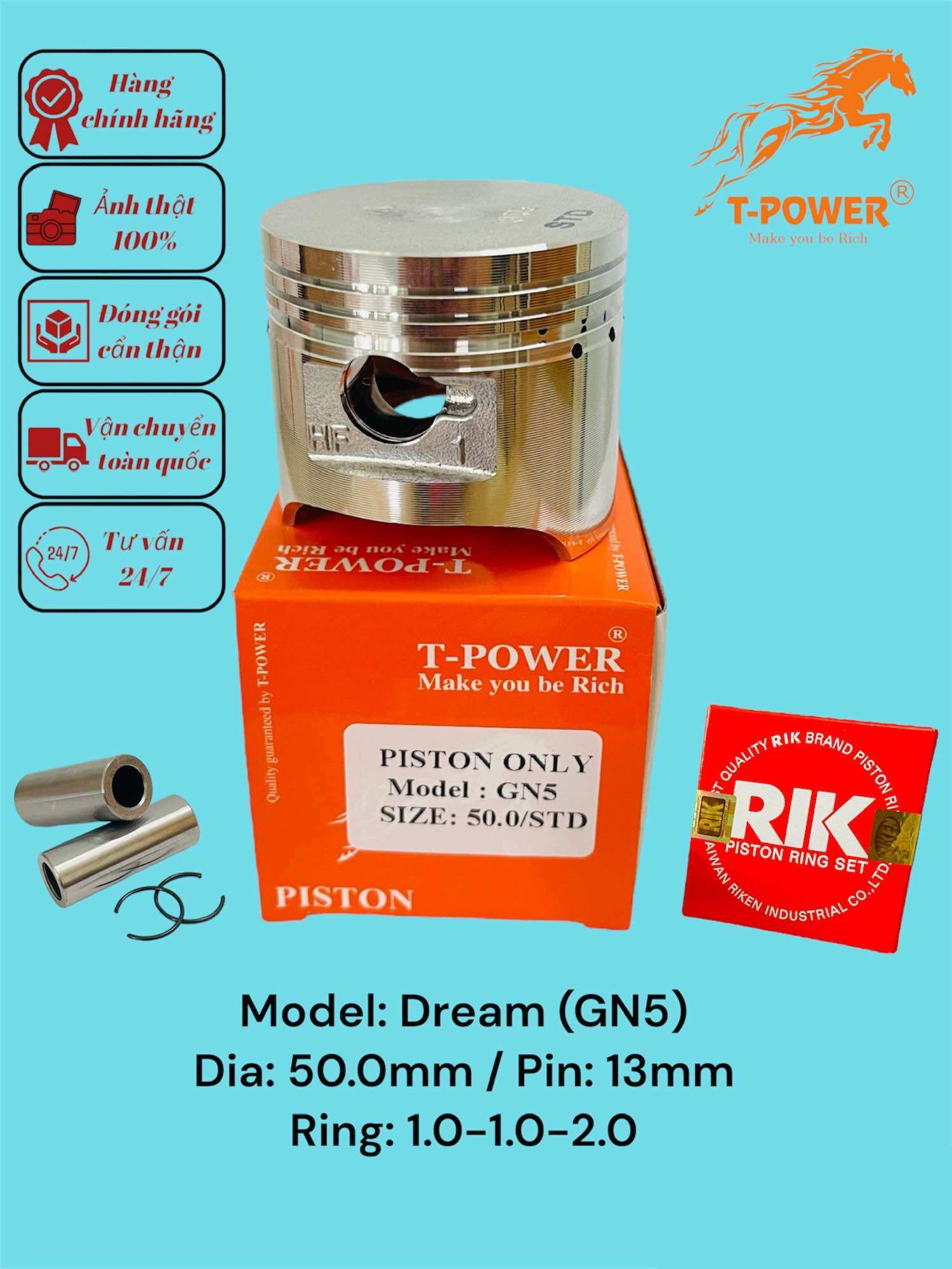 Bộ piston xe máy dream gn5