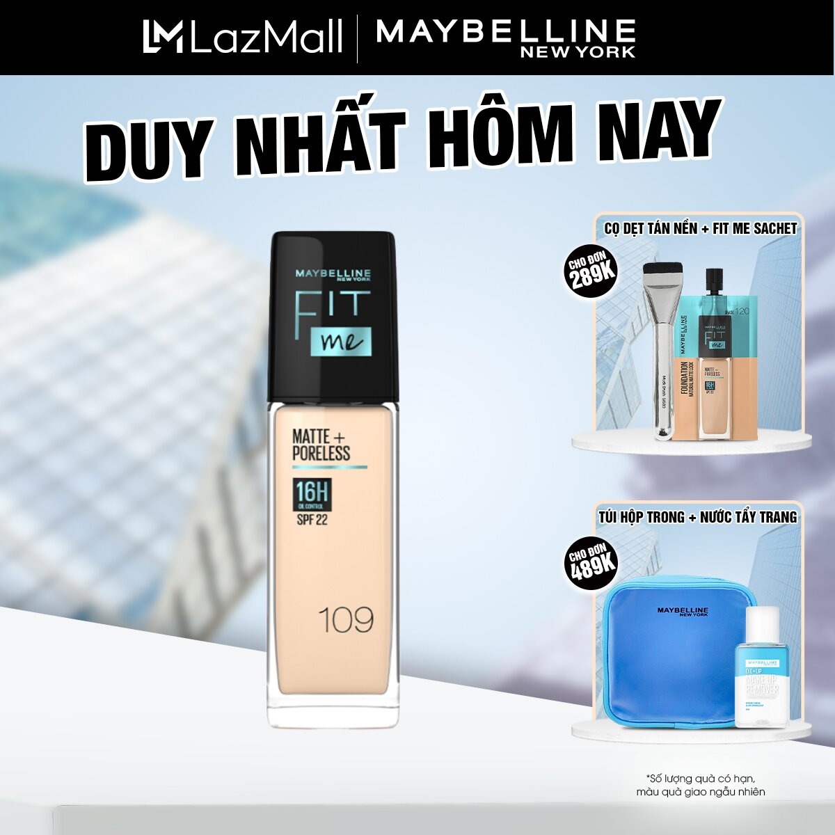 Kem Nền Mịn Nhẹ Kiềm Dầu Chống Nắng Fit Me Maybelline New York Matte Poreless Foundation SPF 22 30ml