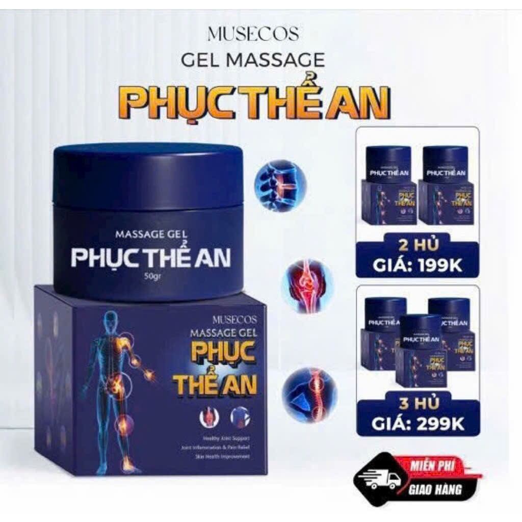 COMBO 4 HỘP -Gel Xoa Bóp Cơ Xương Khớp Phục Thể An 50g – Cao Dầu Massage Thảo Dược Phục Thể An Dịu Đau Nhức Xương Khớp, Tê Bì Chân Tay