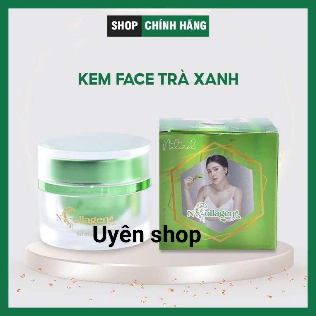 Kem trà xanh ncollagen giảm mụn trứng cá, mụn bọc..