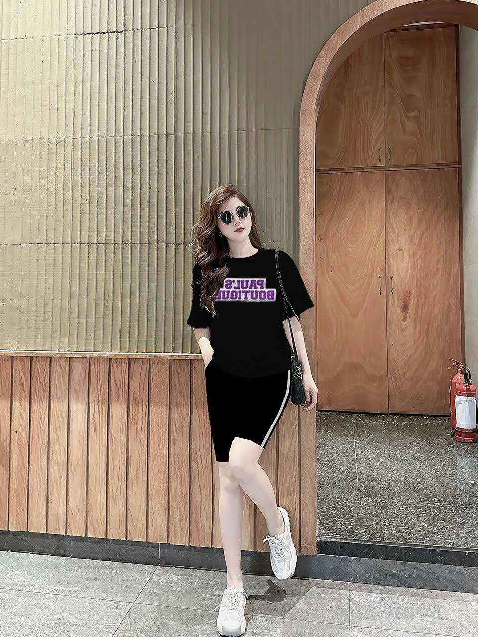 Sét bộ lửng thun cotton thêu hàng chữ quảng châu cao cấp