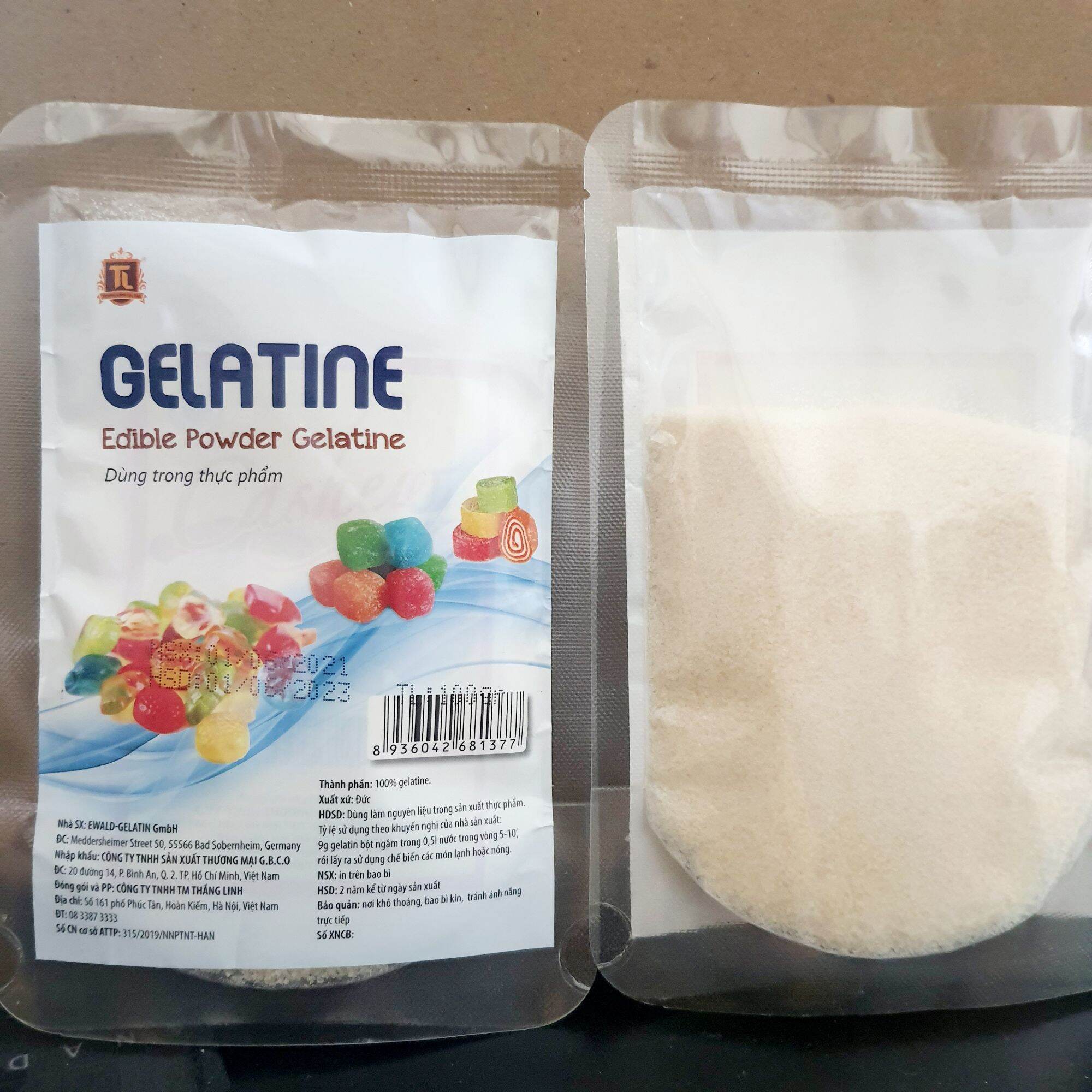 Bột Gelatine Đức 100g cho làm mousse, tàu hủ, kẹo dẻo, chè khúc bạch, topping - Ăn Vặt Food