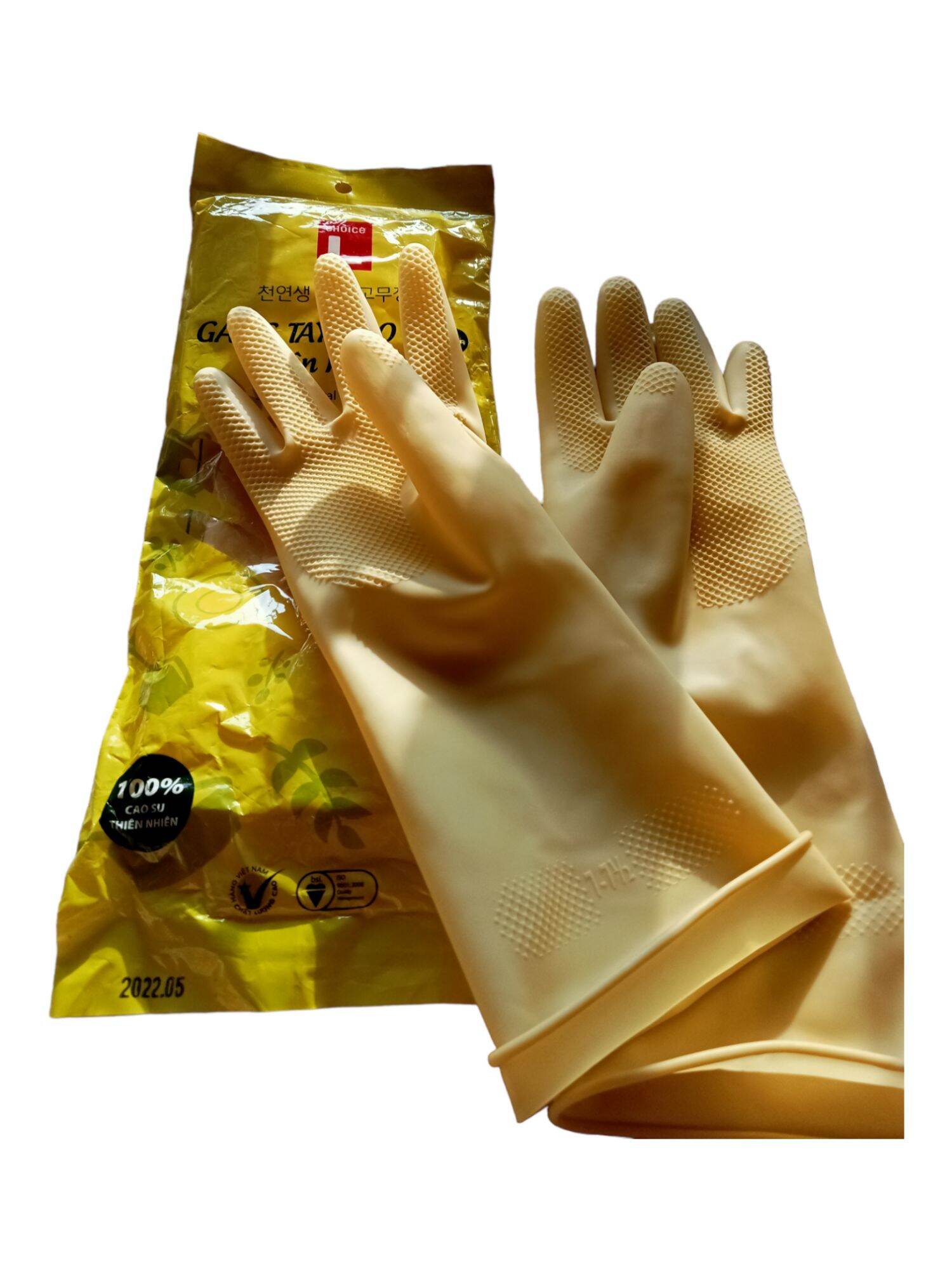 Găng tay cao su thien nhien ngan 31cm size S, găng tay vệ sinh bảo vệ đôi tay