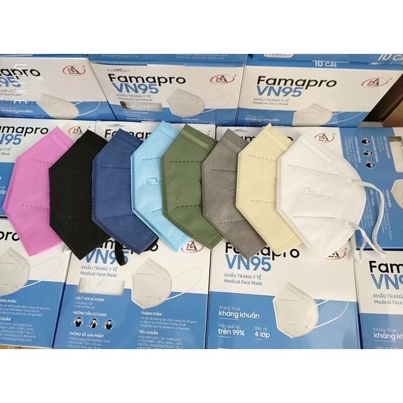 Set 50 cái khẩu trang vn95 famapro/ khẩu trang 4 lớp dầy mịn