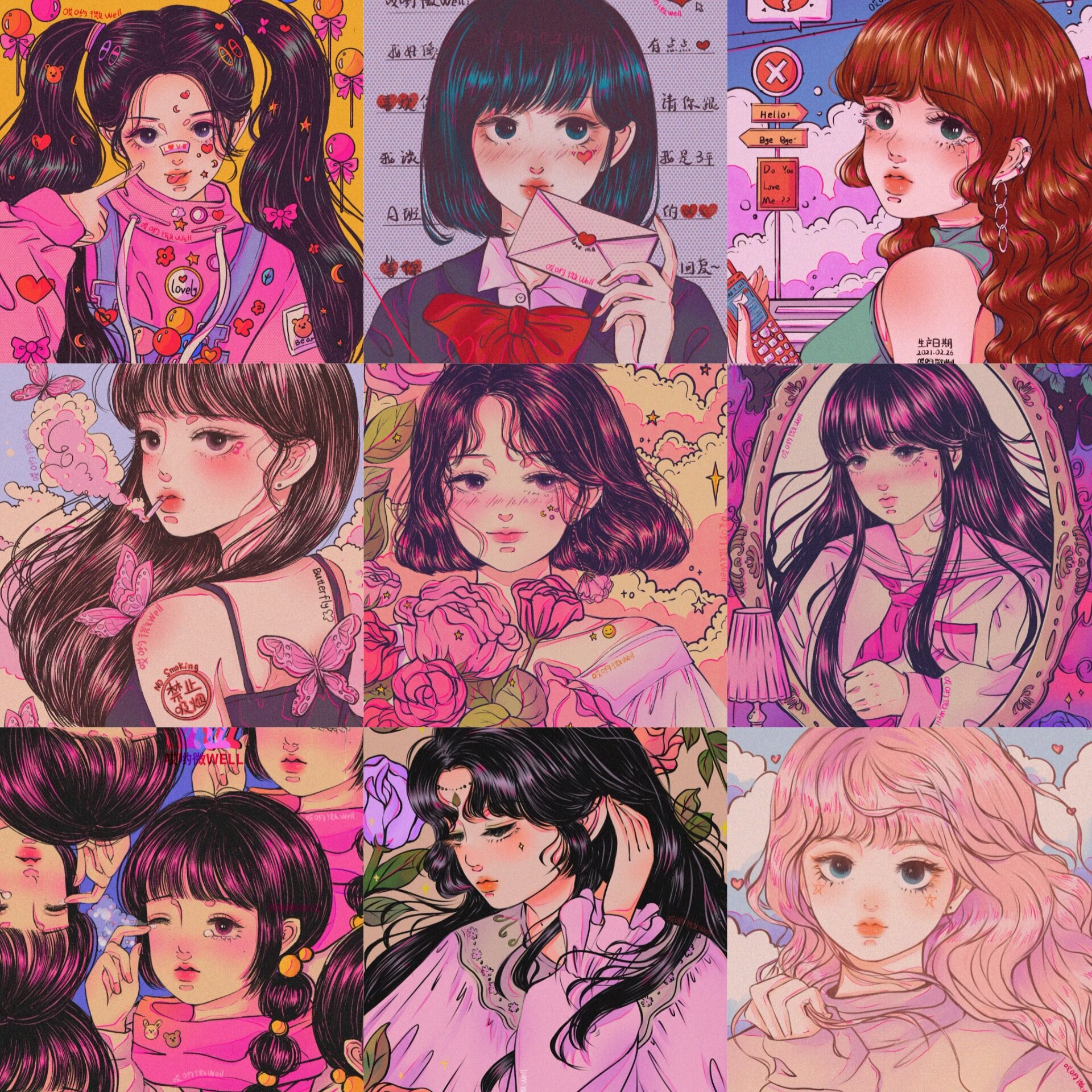 🌹 9 tấm sticker nhân vật hoạt hình anime nhật bản trung hoa thập niên 80 90 #a1402 b1