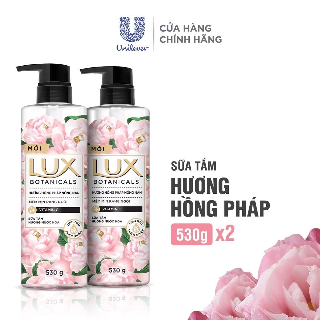 Combo 2 chai sữa tắm Lux hương phong lan pháp 530g