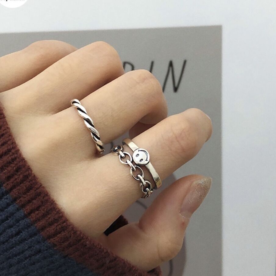 Set 2 nhẫn mặt cười cá tính
