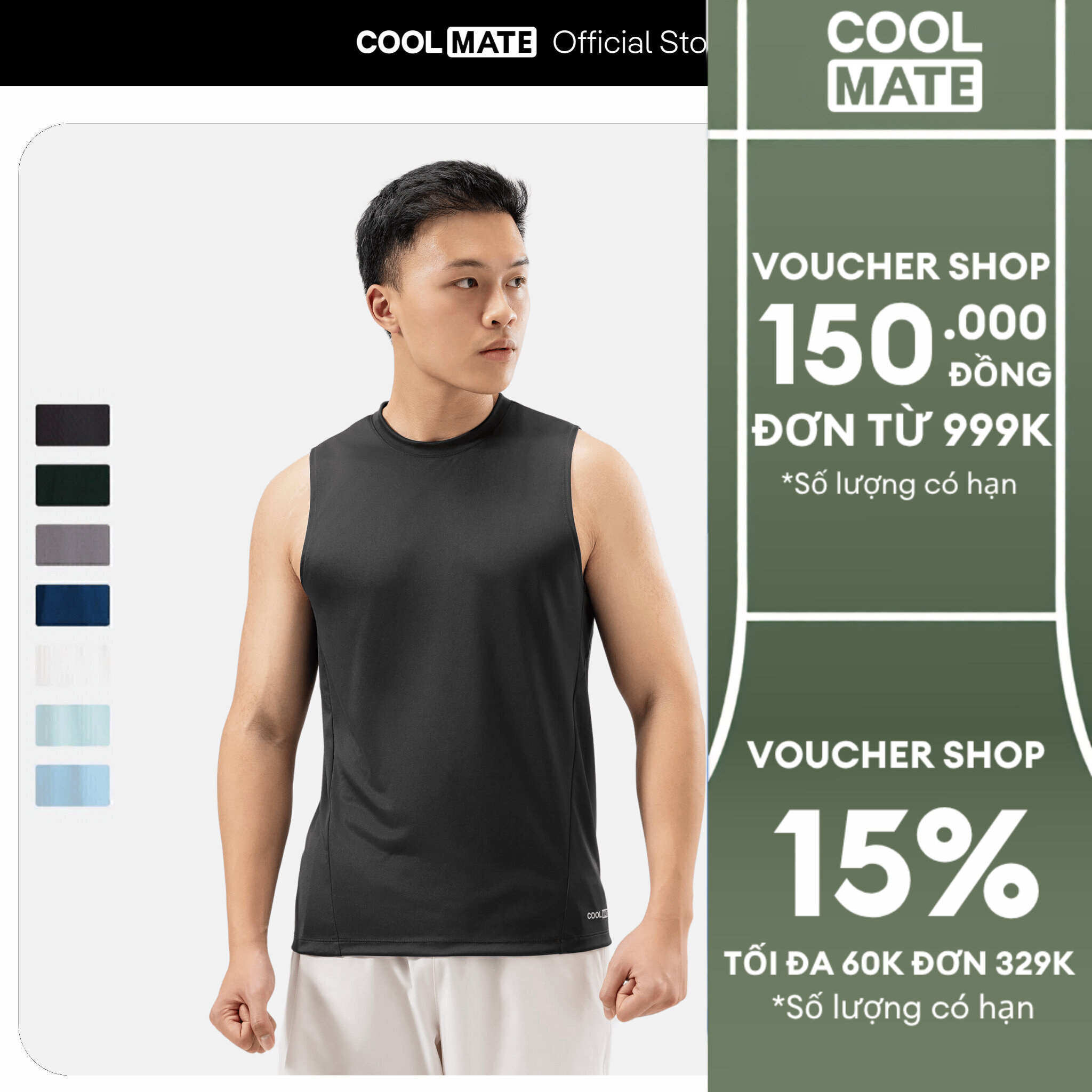 [GIÁ TỐT]Áo Tanktop Thể Thao Pro Active 1595 Công nghệ ExDry thấm hút tốt, nhanh khô, thoáng khí - Coolmate