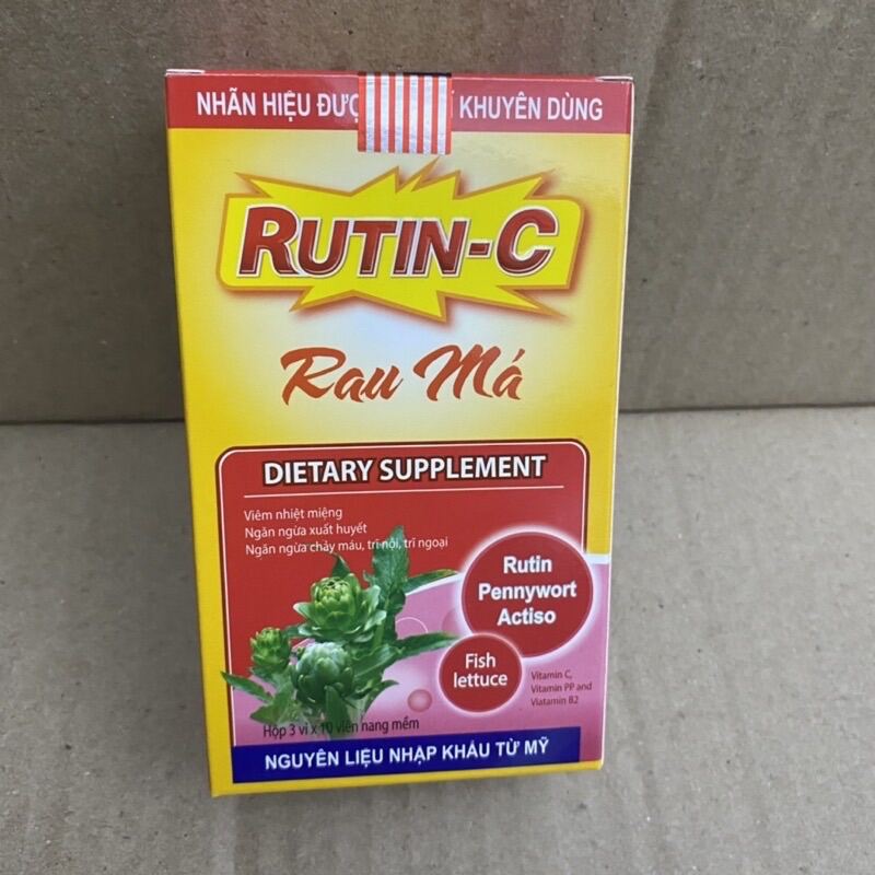 Viên uống RUTIN C RAU MÁ Atiso rau má Giúp giảm chảy máu chân răng nhiệt miệng hỗ trợ giảm nguy cơ bị trĩ táo bón