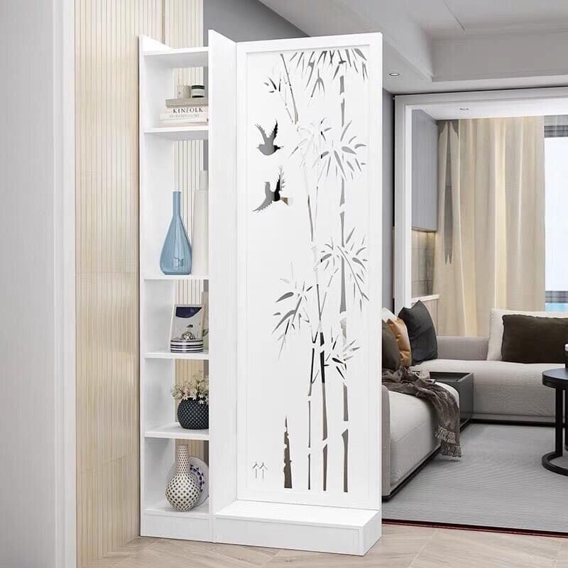 Bộ vách ngăn kèm 1 kệ nhiều hoa văn lựa chọn, vật liệu gỗ nhựa PVC chống nước tuyệt đối, kích thước 190x90x30cm