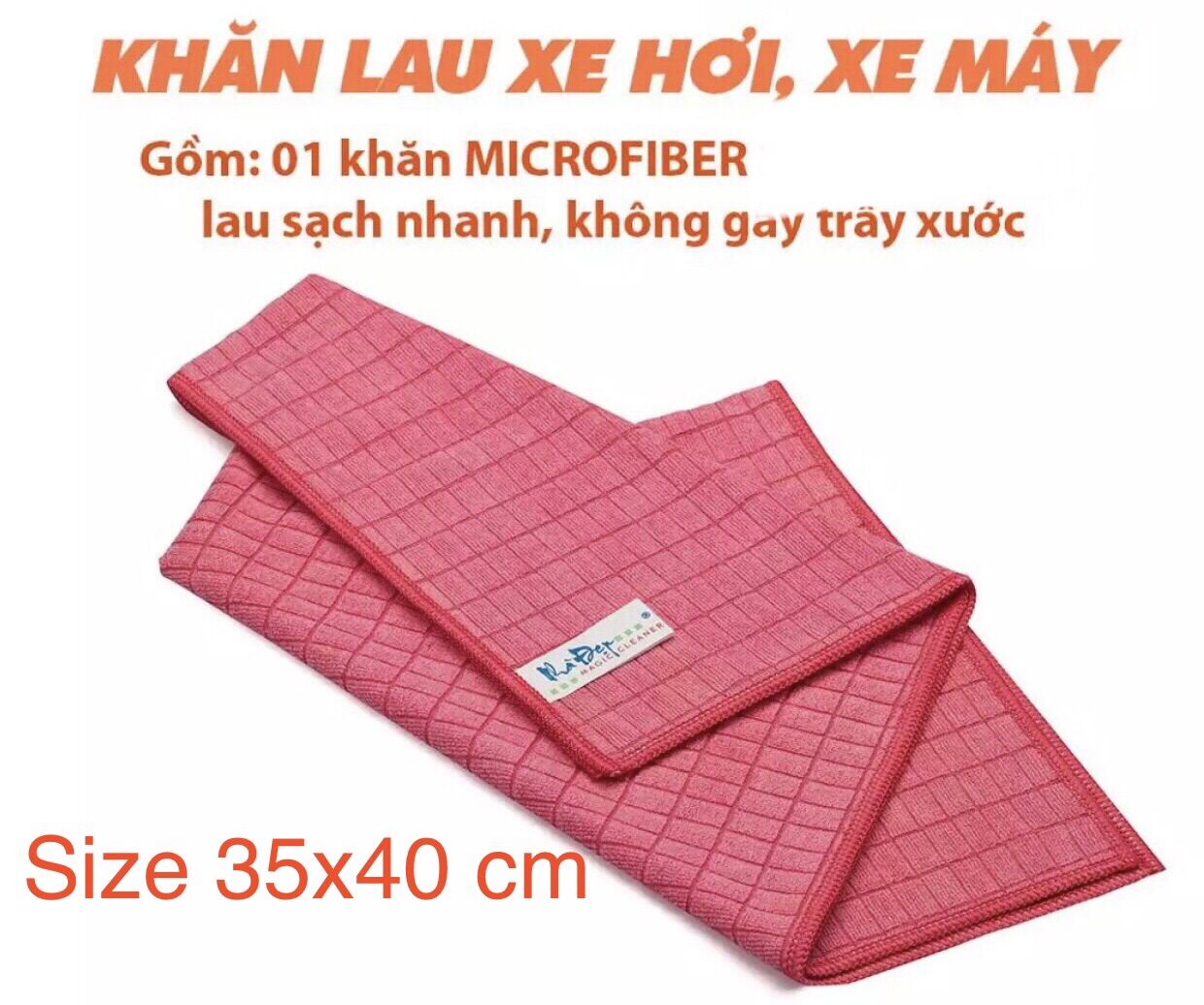 Khăn lau ô tô, khăn lau xe máy khăn lau bàn NDF size 35x40