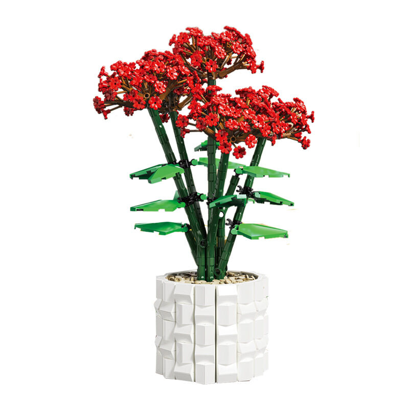 2023 Rhododendron Chậu Cây Thành Phố Sáng Tạo Hoa Khối Xây Dựng Gạch Trang Trí Nhà Cửa Đồ Chơi Trẻ Em Nhựa ABS Tương Thích Với Lego