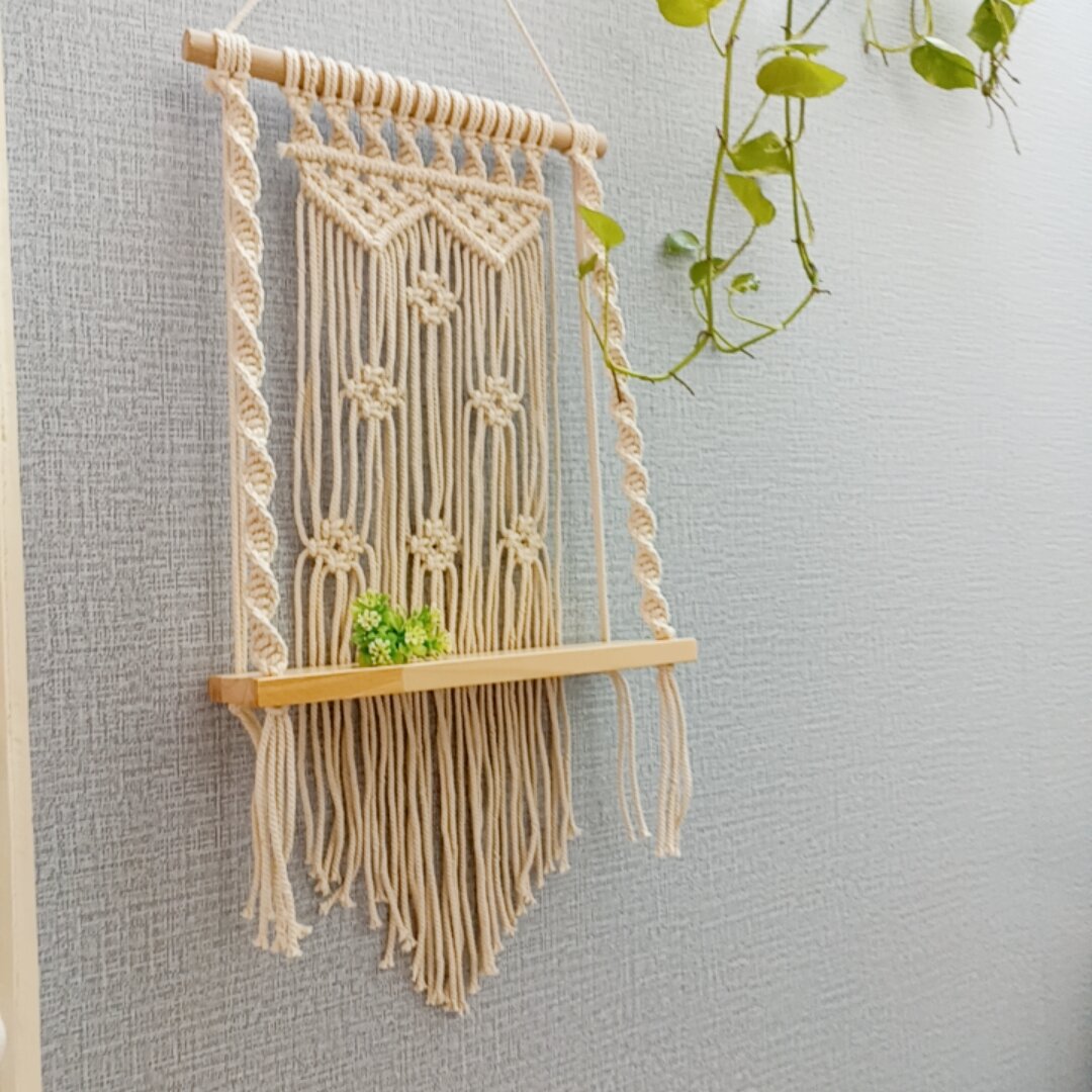 kệ gỗ trang trí dây treo tường tết macrame handmade