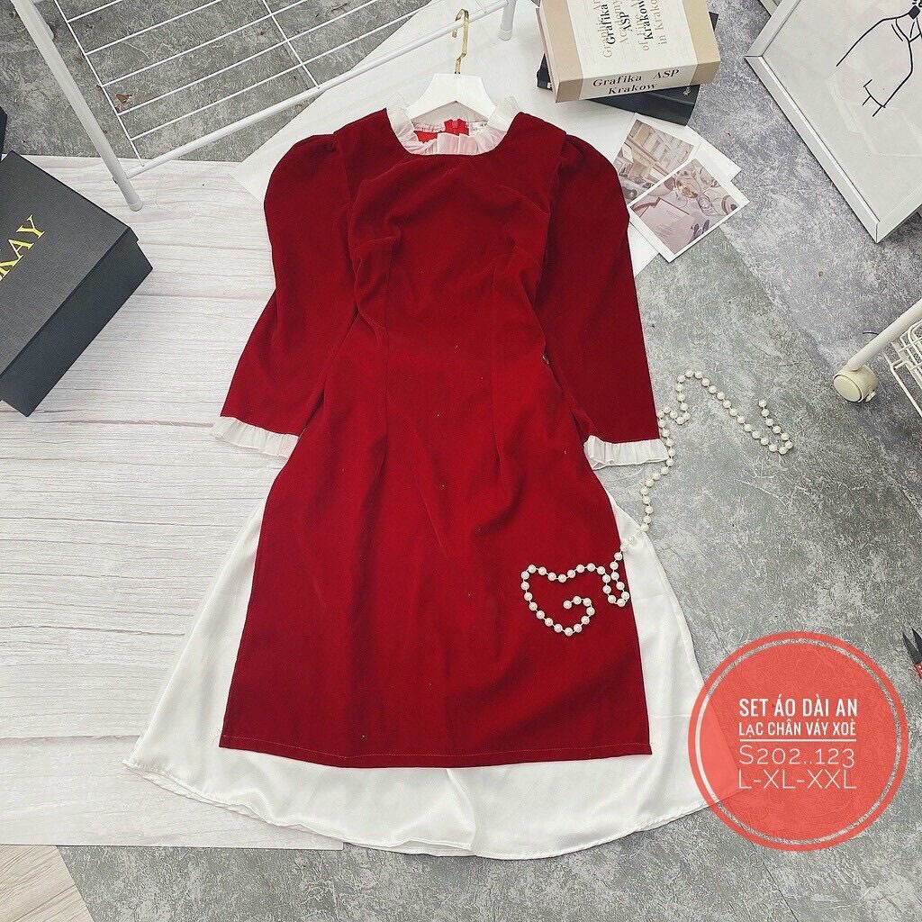 (SHOP BIGSIZE NỮ 50kg đến 90kg) set áo dài cách tân AD01