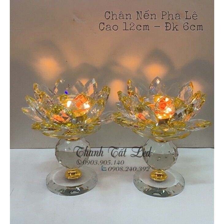 ✨ Đế nến hoa sen pha lê chân cao 12cm - ĐVT : Cái ✨