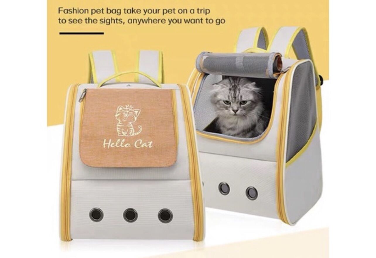 Ba lô xịn vận chuyển chó mèo mẫu mới vải hello cat form to rộng cho chó mèo dưới 7kg