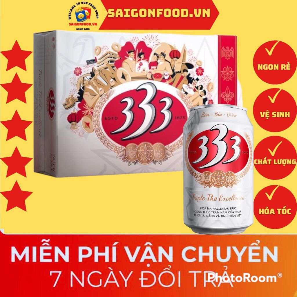Thùng 24 lon bia 333 lon 330ml - bao bì xuân