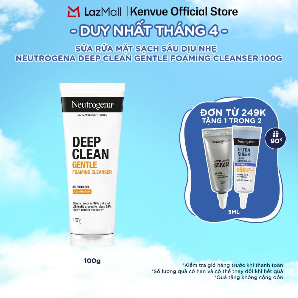 Sữa rửa mặt Sạch Sâu Lành Tính Neutrogena Deep Clean Gentle Foaming Cleanser 100g  150g