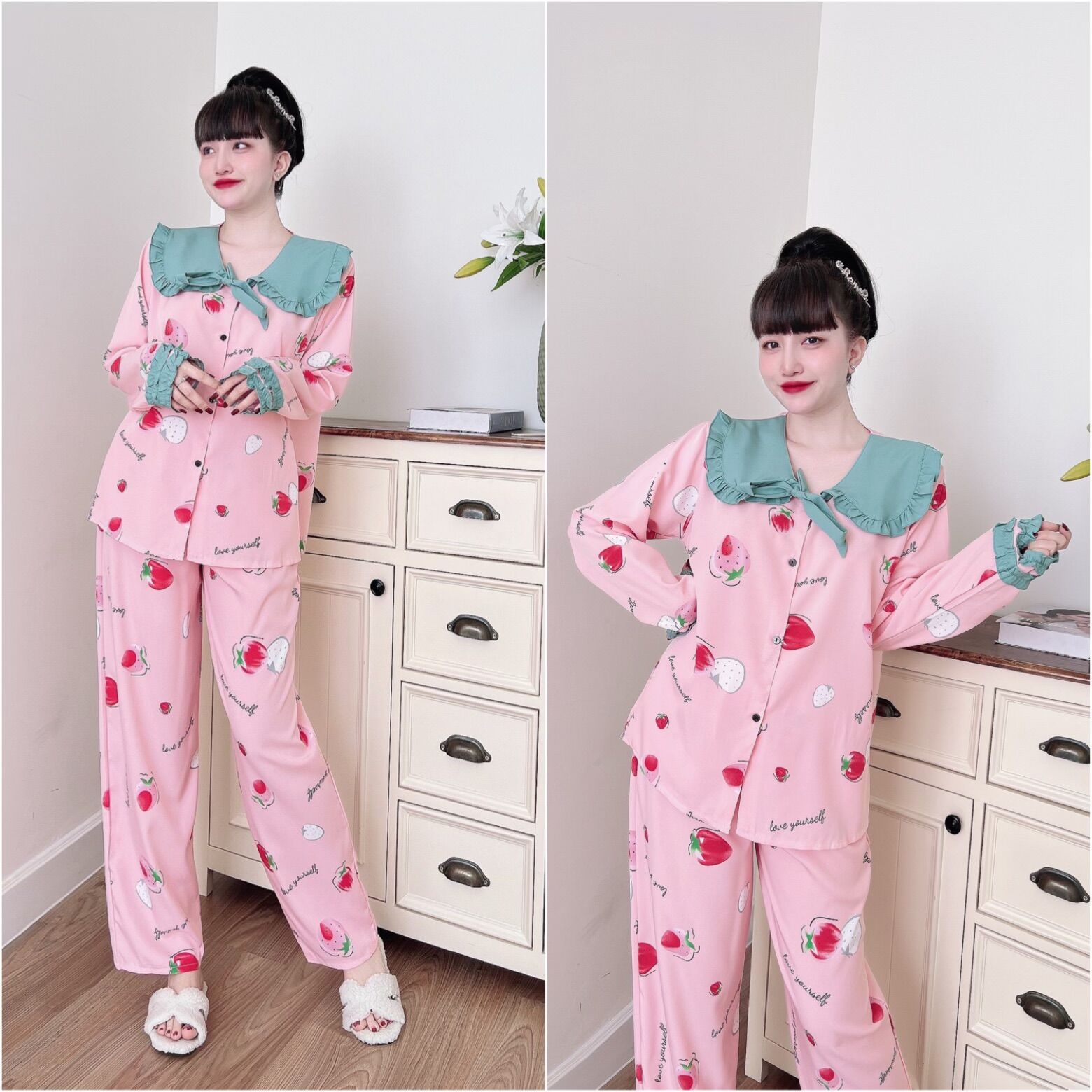 (50-110kg) Đồ Bộ Lụa Bigsize Phối Hoạ Tiết cực xinh