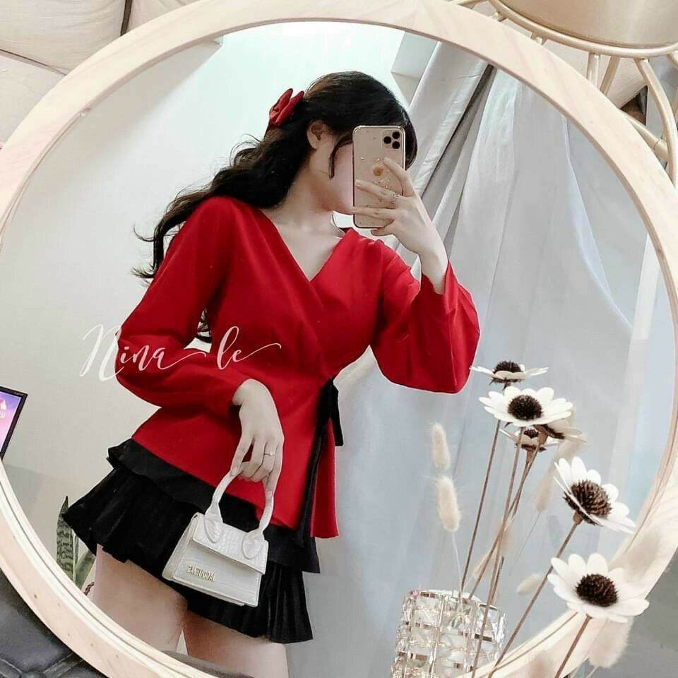Áo babydoll hàn đỏ rực xinh