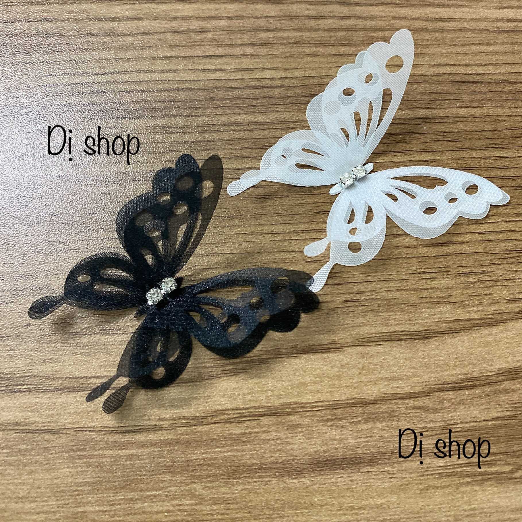Sét 5 bướm Voan 5.5cm đính đá siêu sáng