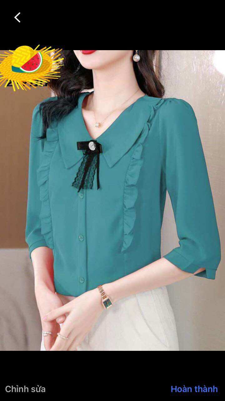 Áo cổ lá sen nhọn  thanh lịch full size & 113