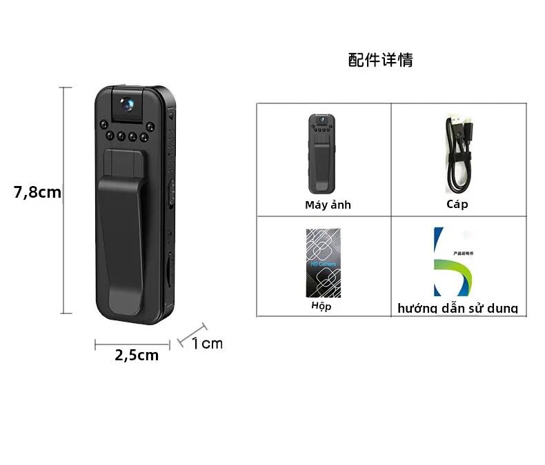 JOZUZE HD 1080P Mini Body Camera Kỹ Thuật Số Di Động Đầu Ghi Hình Có Hồng Ngoại Quan Sát Ban Đêm Máy Quay Cảnh Sát Kích Thước Nhỏ Để An Ninh