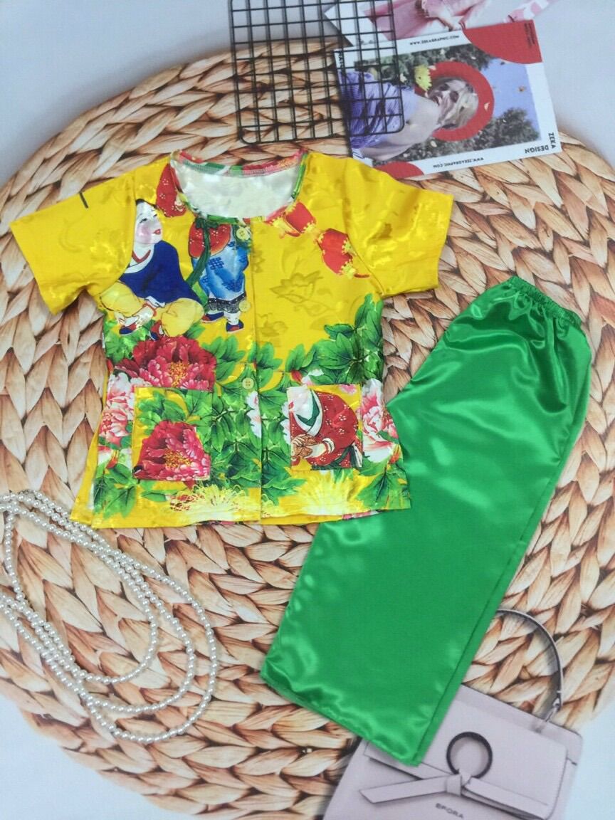 Ba Ba Lụa Hoạ Tiết Hoa Xinh Cho Bé Gái