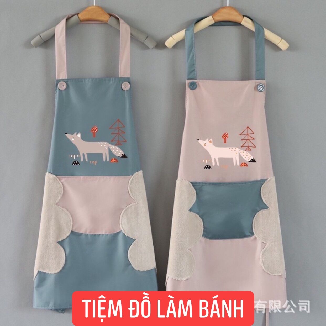 Tạp dề nhà bếp không thấm nước hoạ tiết con cáo