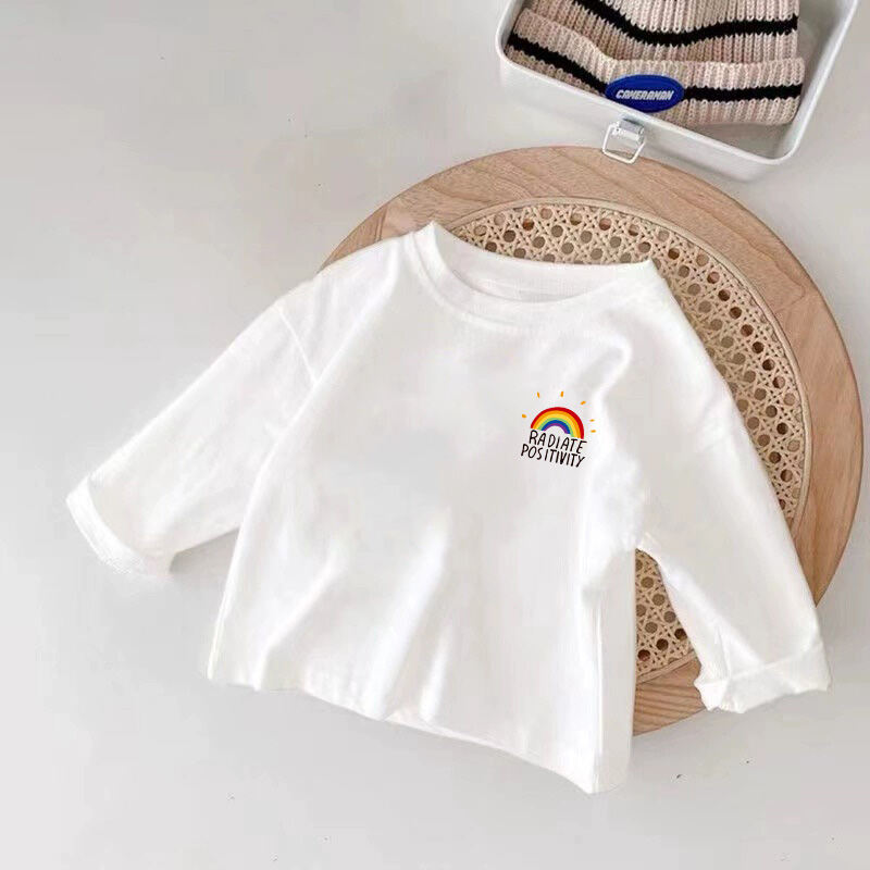 Áo Thun Trẻ Em Tay Dài Bằng Cotton Nguyên Chất in Họa Tiết Hoạt Hình Thời Trang Mùa Thu Đông Áo Thun Trẻ Em Thoải Mái Thoáng Khí