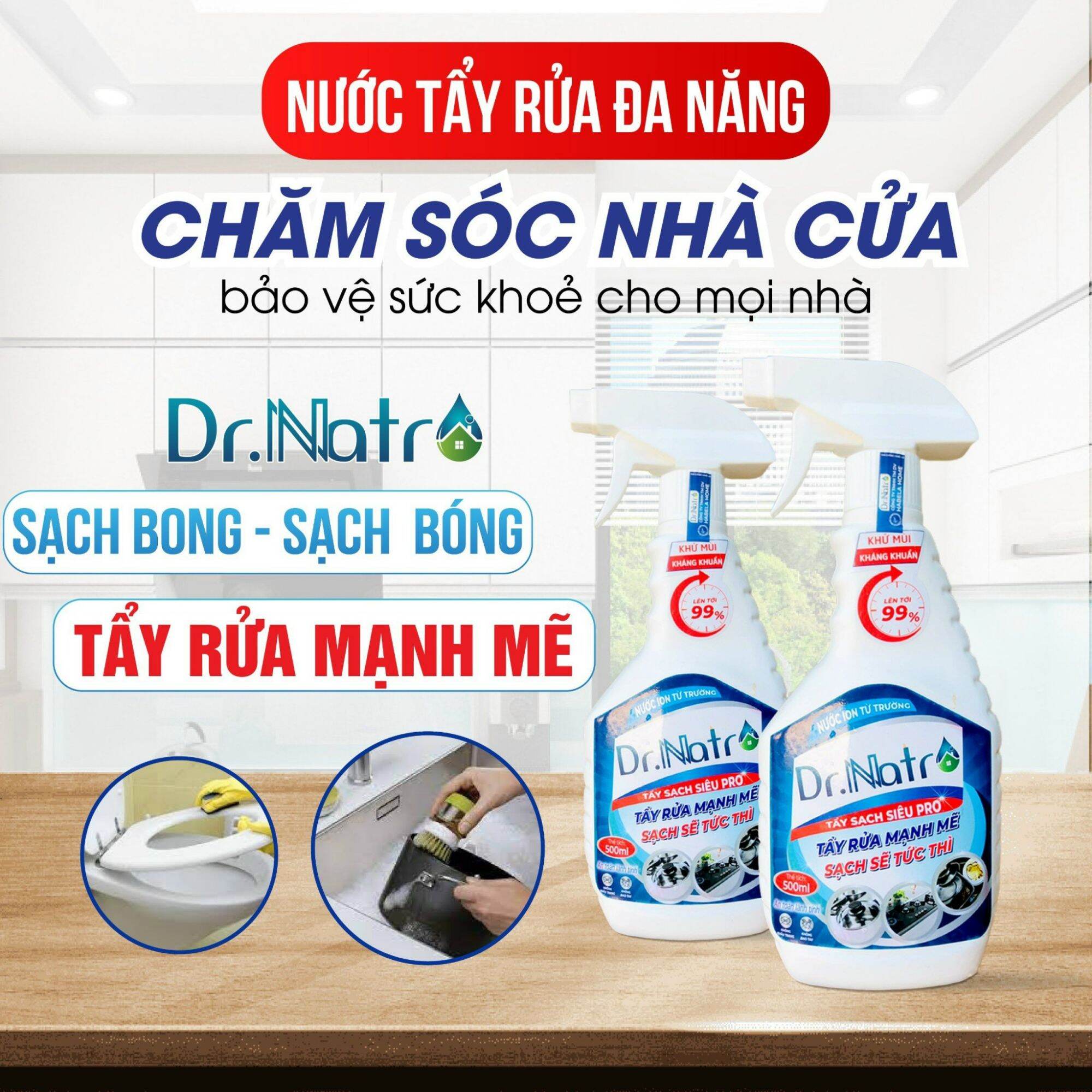 Combo 2 chai nước tẩy rửa đa năng ion từ trường