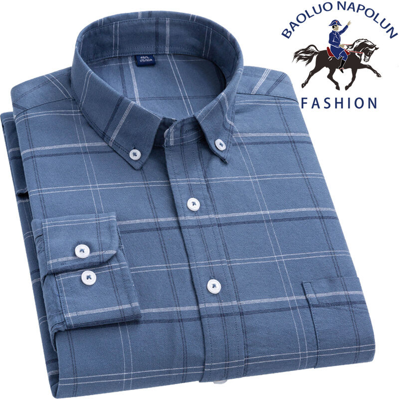 Áo Sơ Mi Polo Cotton Chất Liệu Oxford Áo Sơ Mi Cotton Cho Nam Thanh Niên Trung Niên Tay Dài Trang Phục Nam Kẻ Ca Rô Thường Ngày Trung Niên Sành Điệu Cỡ Lớn