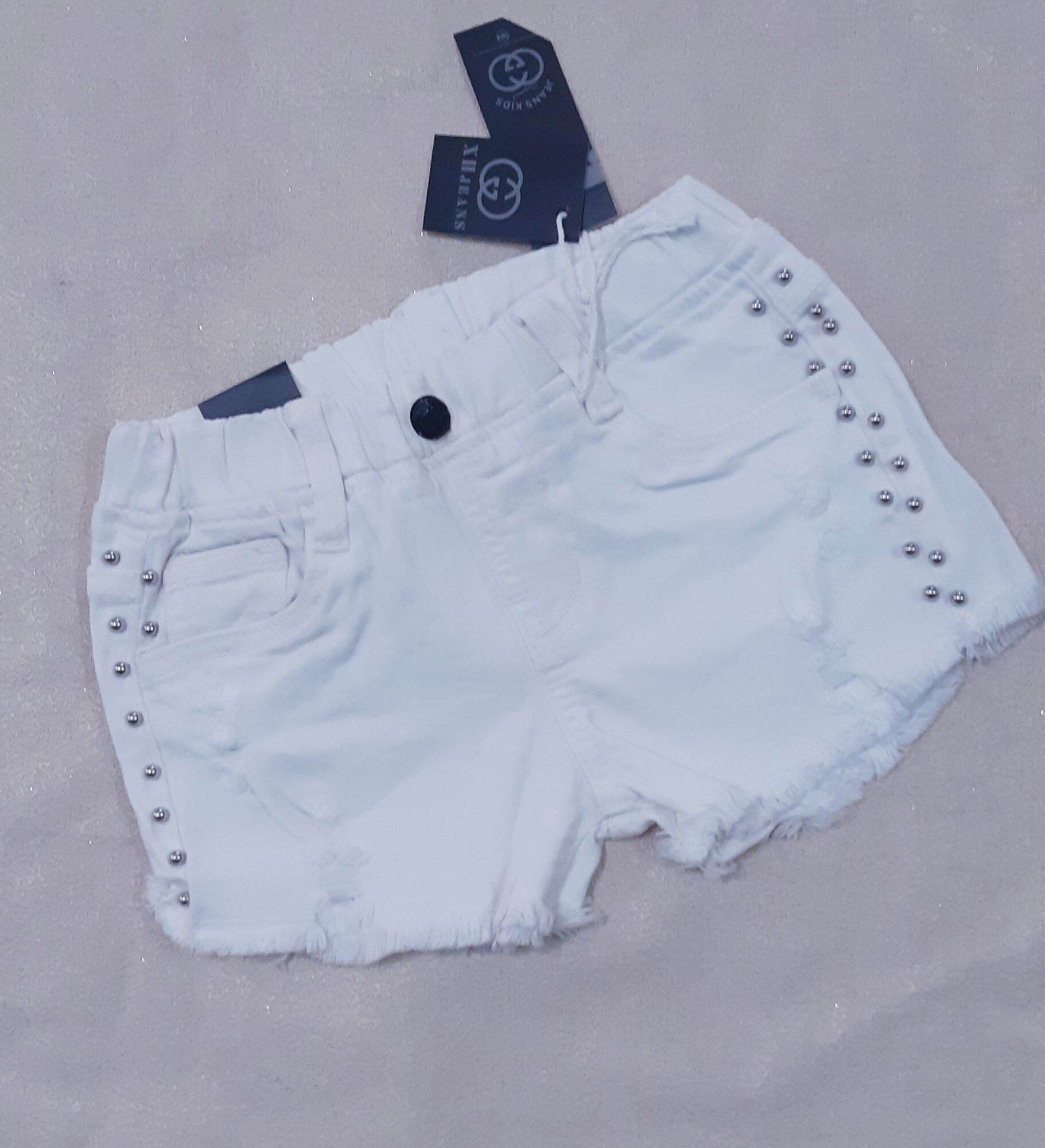 Quần short jean trắng cho bé gái
