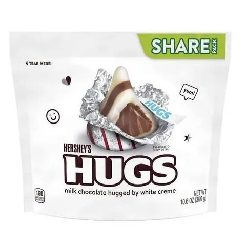 Socola sữa trắng Hershey's Hugs Milk Chocolate Hugged by White Cream 283gr của Mỹ