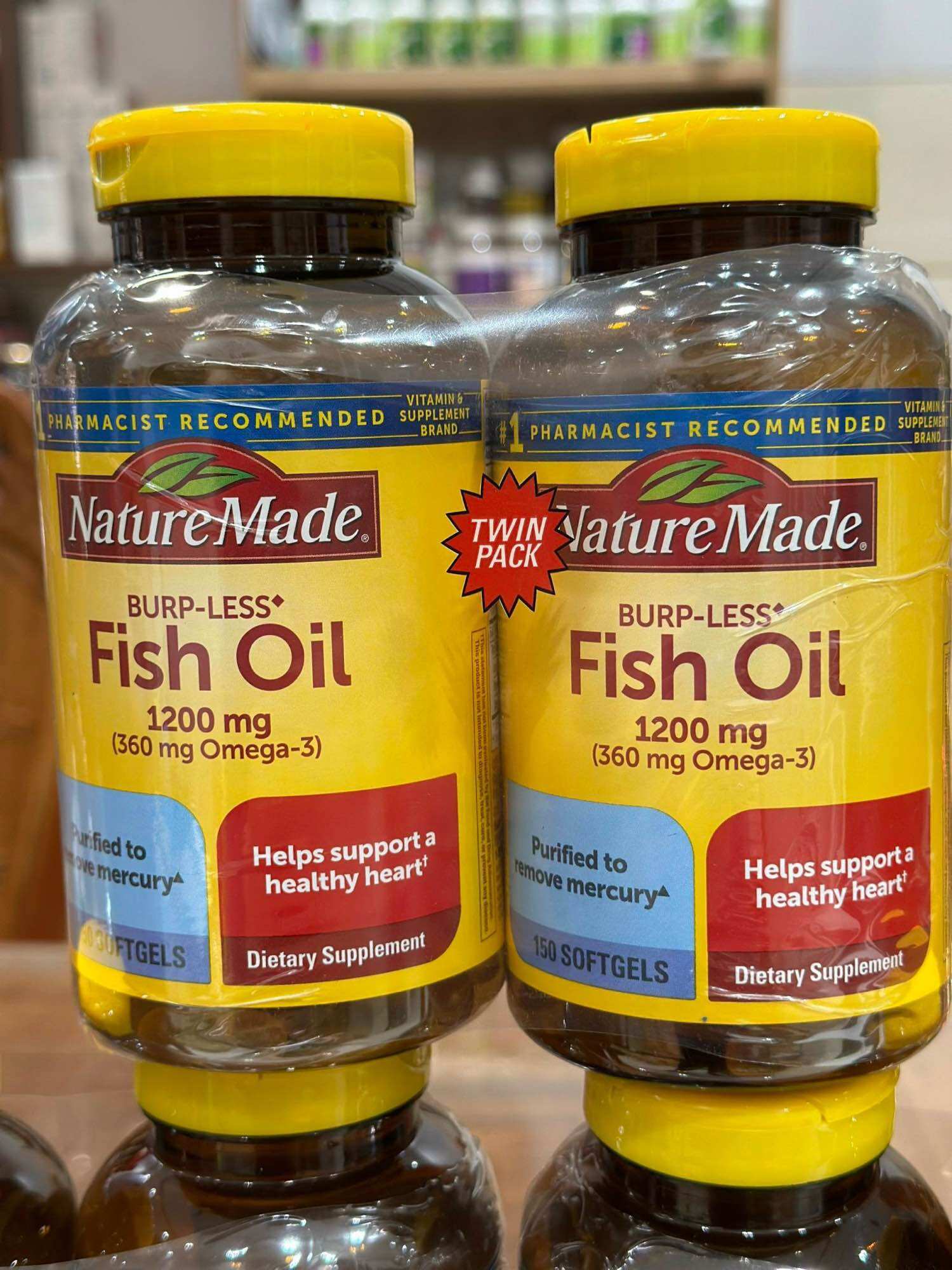Dầu cá fish oil nature made omega3 hộp 150 viên và 300 viên