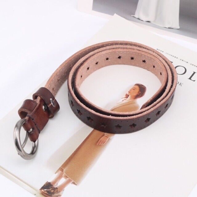 Thắt lưng da bò 1 miếng của nữ bản 2.4cm
