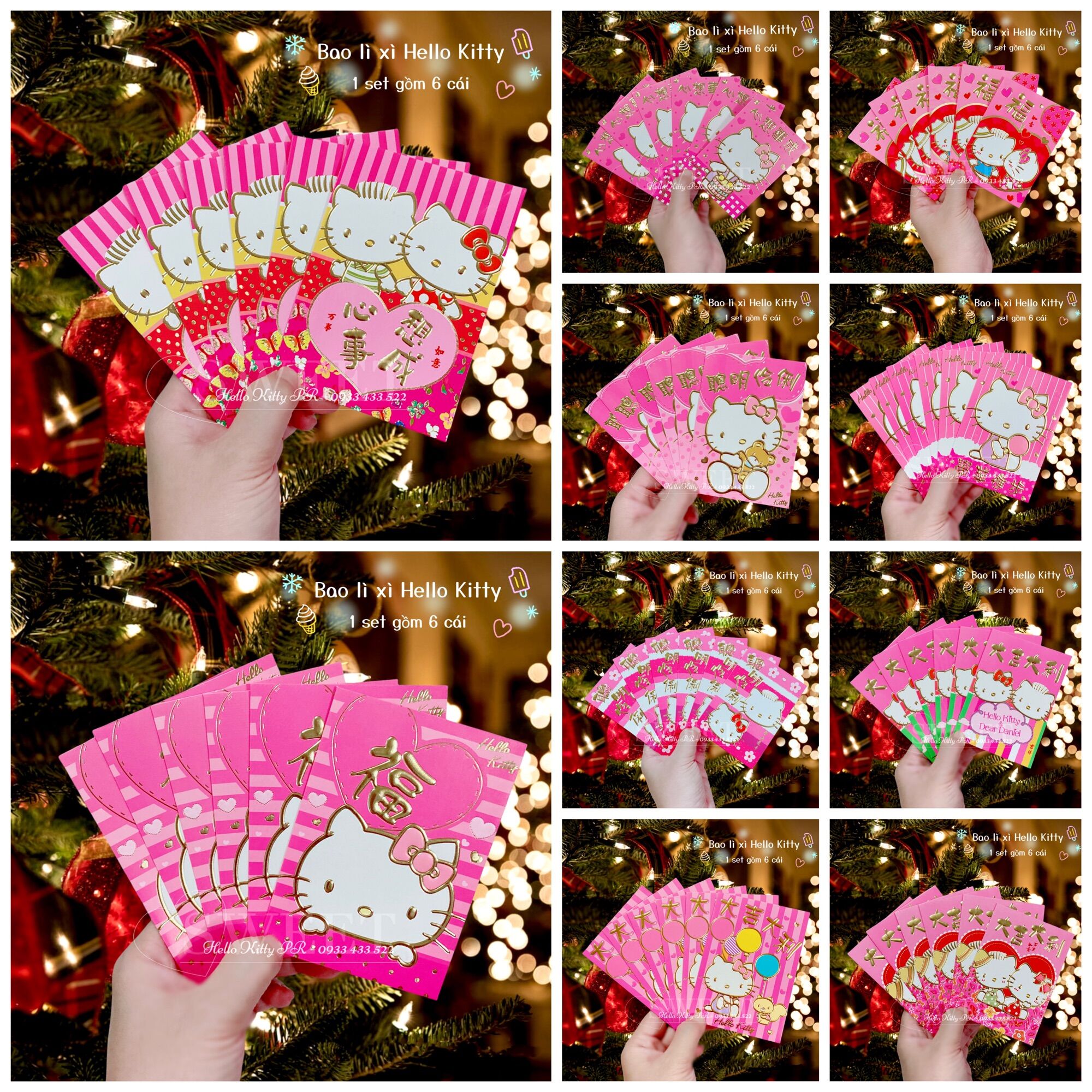 Set 6 bao lì xì Hello Kitty