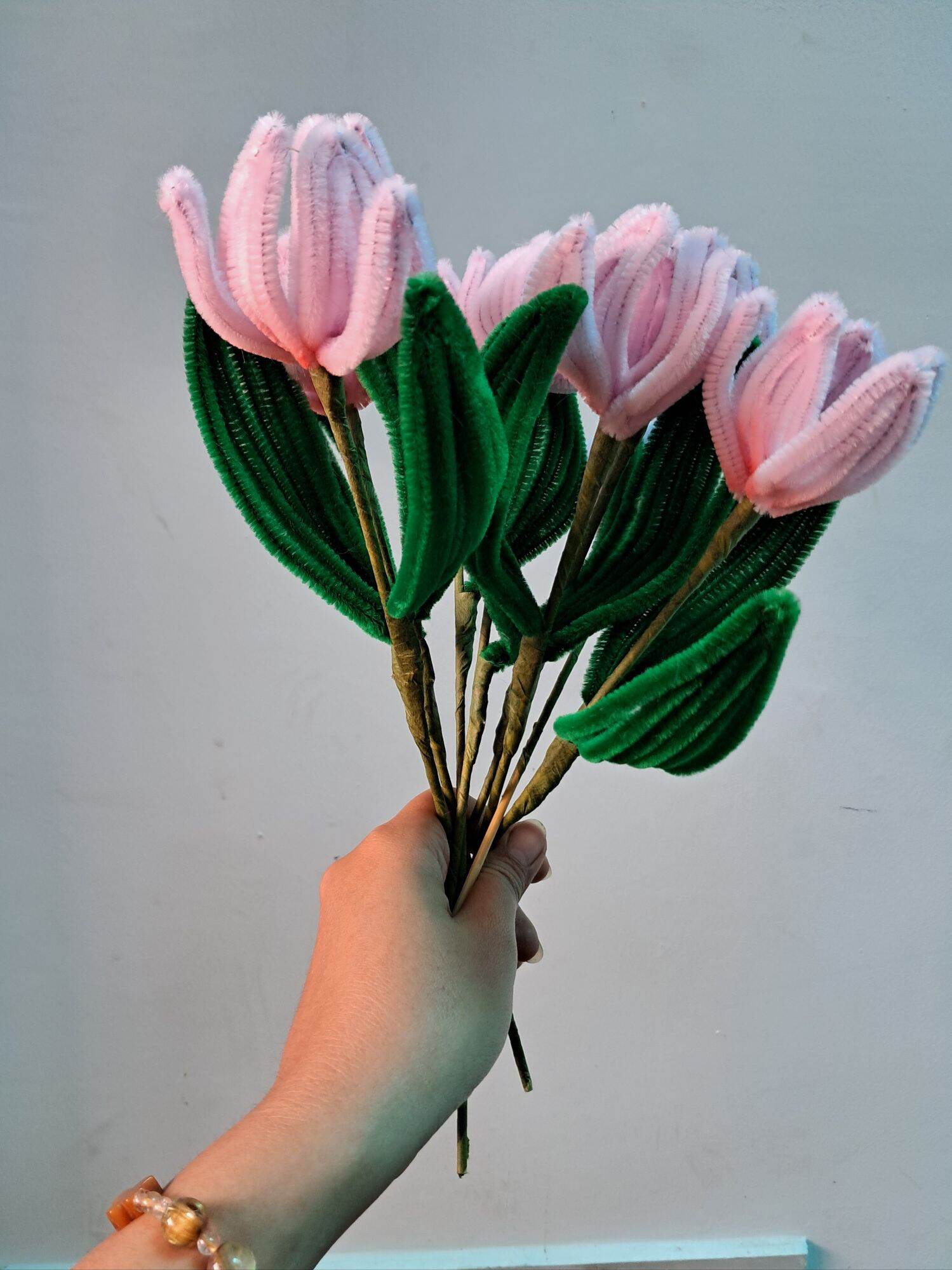 Hoa tulip bằng kẽm nhung